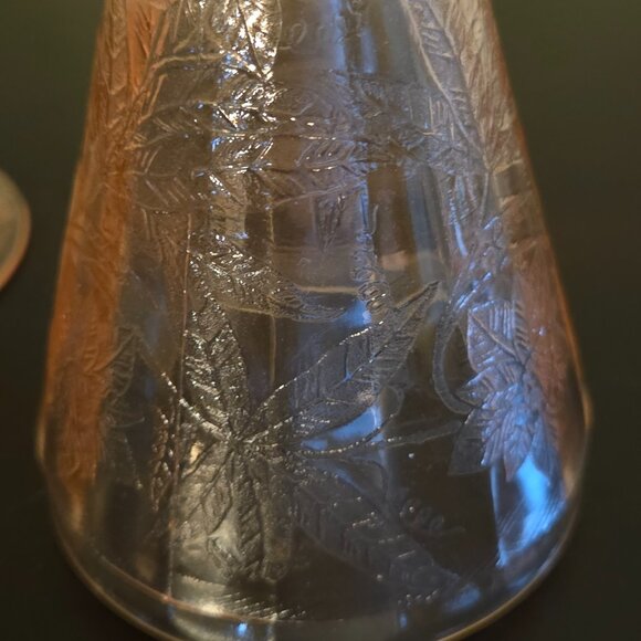 Lot of 3 Jeanette Depression Pink Floral Poinsettia 4" Footed Juice Glasses - Picture 5 of 7